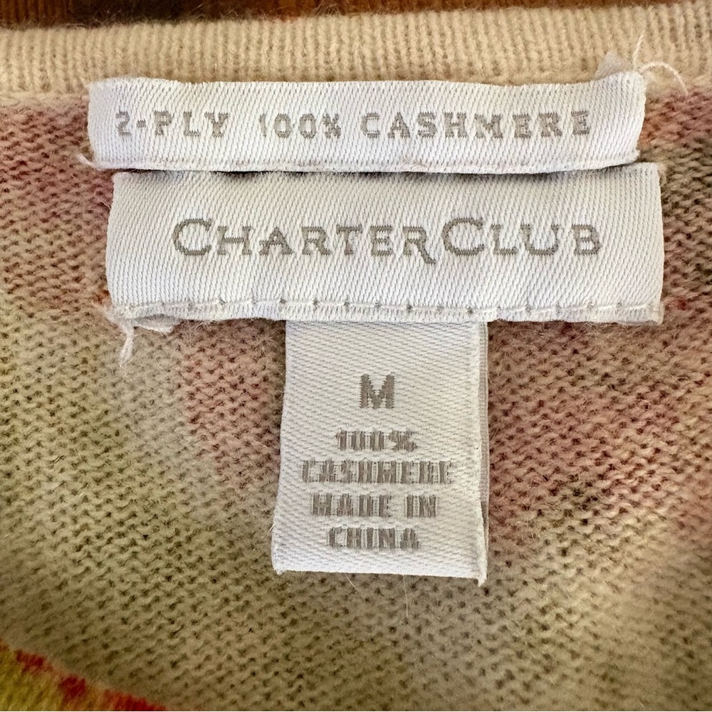 Charter Club Cashmere Cottagecore Paisley Spring Patterned Crewneck Sweater Sz M - Picture 3 of 8